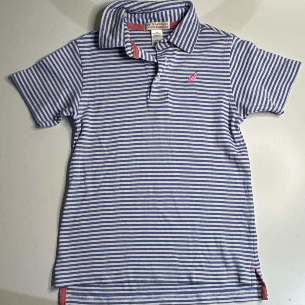 The Beaufort Bonnet Company Blue and White Kids Polo Shirt